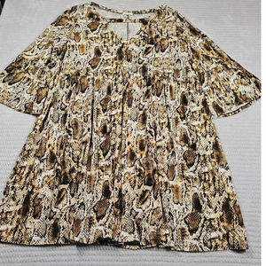 Realize Dress Womens 3X Snake Print Bell Sleeve Key Hole Neck